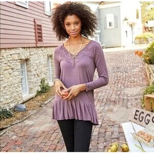 Matilda Jane Purple Lace Trim V-Neck Seasonal Goods Tunic Women's XXLarge